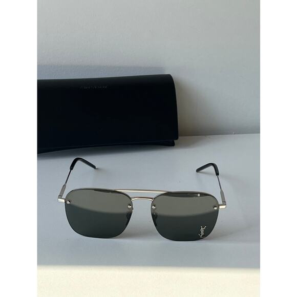 NEW Saint Laurent SL309M Aviator Sunglasses in Silver Grey - Picture 5 of 9